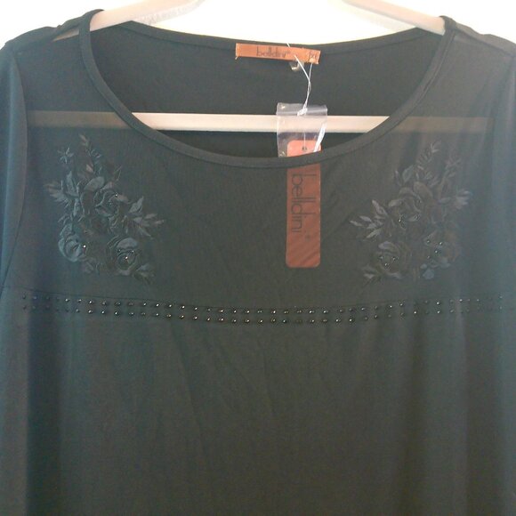 Belldini Womens Black Embellished Top Size XL - Picture 3 of 9
